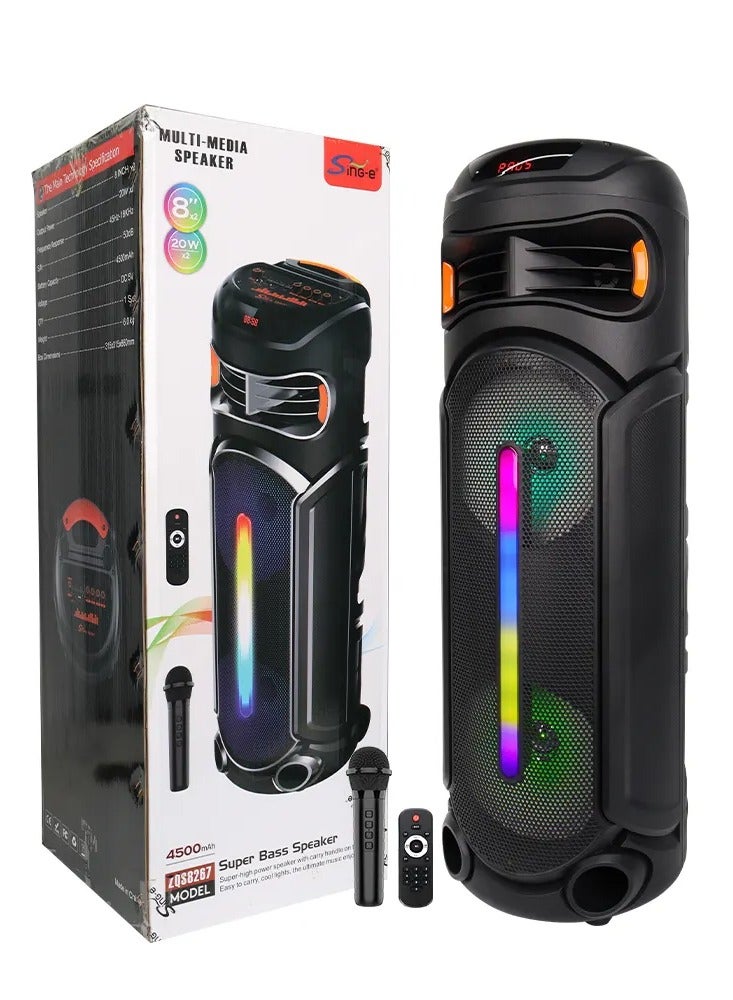 singe Speaker Bluetooth Technology Karaoke Microphones With Sound Effects, Contains FM Radio, TF Memory Input, USB Input, AUX Input - Image 2