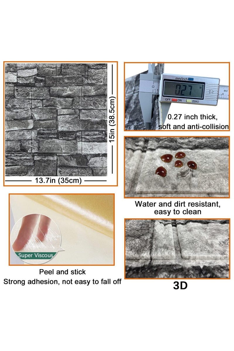 رات سو 20 قطعة من ألواح الجدران ثلاثية الأبعاد القابلة للتقشير واللصق، ورق جدران من الطوب ثلاثي الأبعاد القابل للتقشير واللصق، لوحة جدران من الحجر الصناعي، ورق جدران من الطوب الرغوي، ورق جدران ذاتي اللصق 35 × 38.5 سم - Image 5