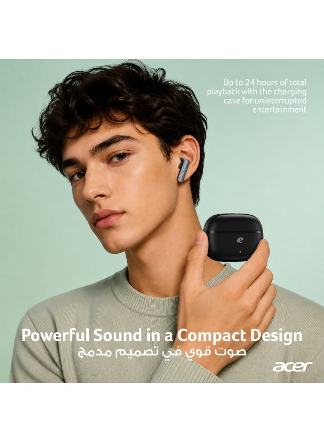 Acer True Wireless Earbuds, Active Noise Cancellation (ANC), Bluetooth 5.4, 24-Hour Playtime, ENC Clear Calls, IPX4 Sweatproof, Gaming & Sports Headphones - Black black - Image 4