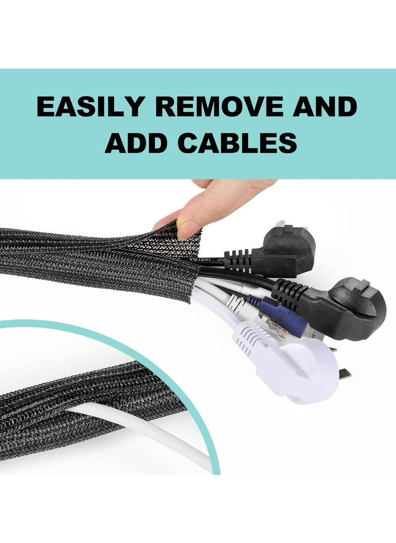 TLAXCA 2m Cord Protector Wire Loom Tubing Cable Sleeve Split Sleeving for USB Cable Power Cord Audio Video Cable – Protect Cat From Chewing - Black  - Image 3
