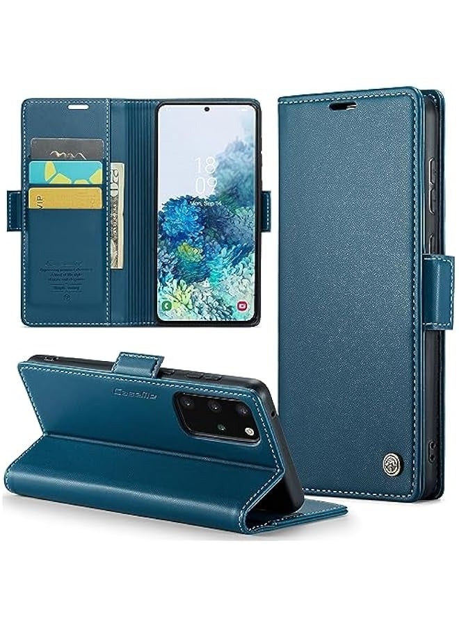 Samsung Galaxy S20+ Plus 5G Blue Wallet Case - RFID Blocking, Card Holder, Magnetic Kickstand, Leather Flip Protective  - Image 1