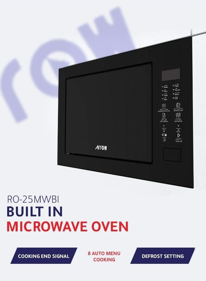 ارو فرن ميكروويف مدمج بسعة 25 لترًا مع شواية، تحكم باللمس، خرج ميكروويف بقوة 850 واط، قوة شواية 1100 واط | رقم الموديل: RO-25MWBI - Image 3