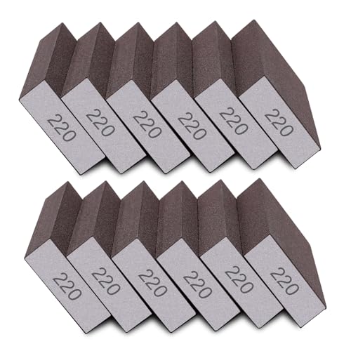 Tanbupu 12Pcs Sanding Sponge 220 Grit Fine Sanding Blocks for Drywall Metal Wood Washable and Reusable - Image 1