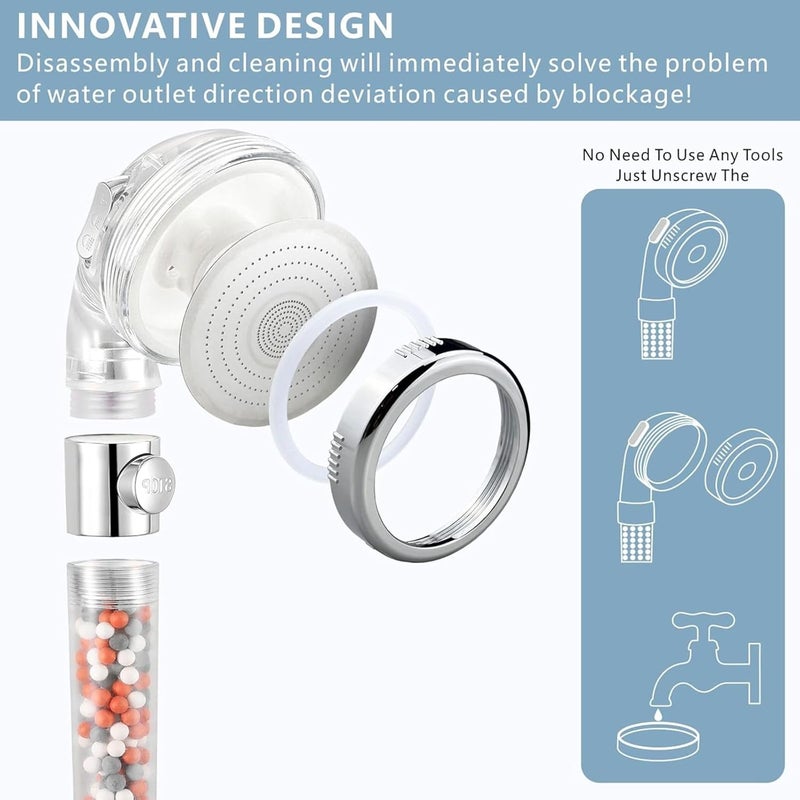 WaterCharm Filtered Handheld Shower Head with ONOff Switch High Pressure 3 Spray Setting Showerhead Filter for Hard WaterDry Skin and Hair - Image 5