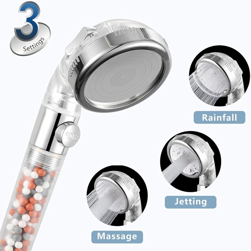 WaterCharm Filtered Handheld Shower Head with ONOff Switch High Pressure 3 Spray Setting Showerhead Filter for Hard WaterDry Skin and Hair - Image 4