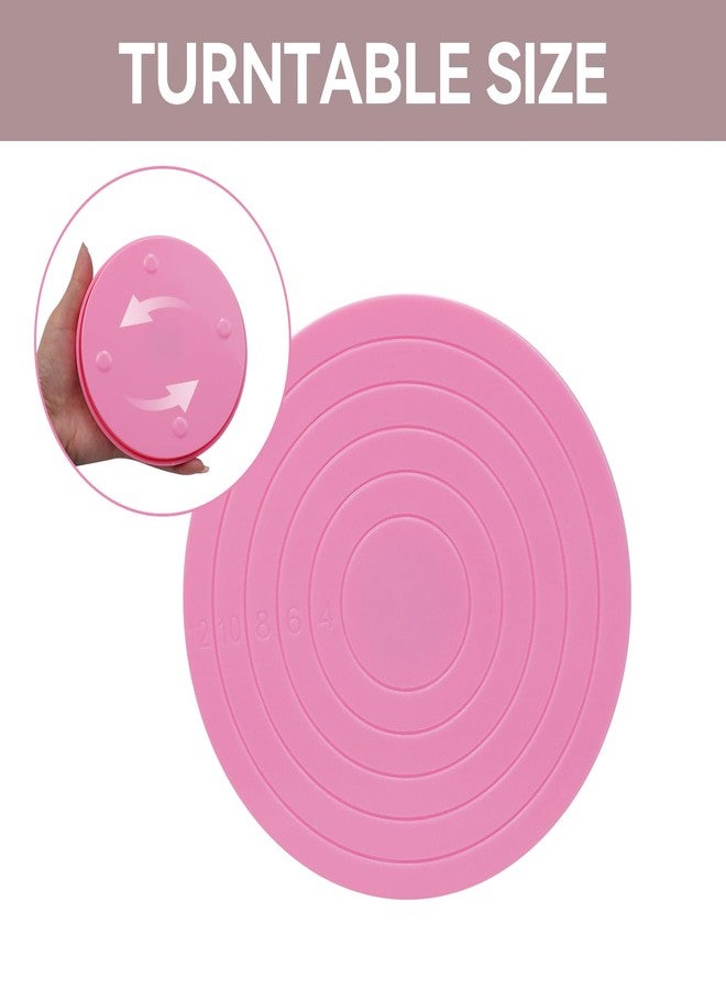 Tsnamay 2Pcs Cake Decorating Turntable,5.5inch Rotating Turntable, Turns Smoothly Revolving Cake Stand Decorating Baking Tools Accessories Supplies for Cookies Cupcake,Pink - Image 5