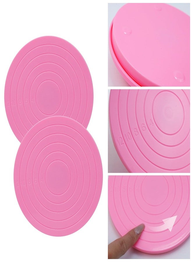 Tsnamay 2Pcs Cake Decorating Turntable,5.5inch Rotating Turntable, Turns Smoothly Revolving Cake Stand Decorating Baking Tools Accessories Supplies for Cookies Cupcake,Pink - Image 3