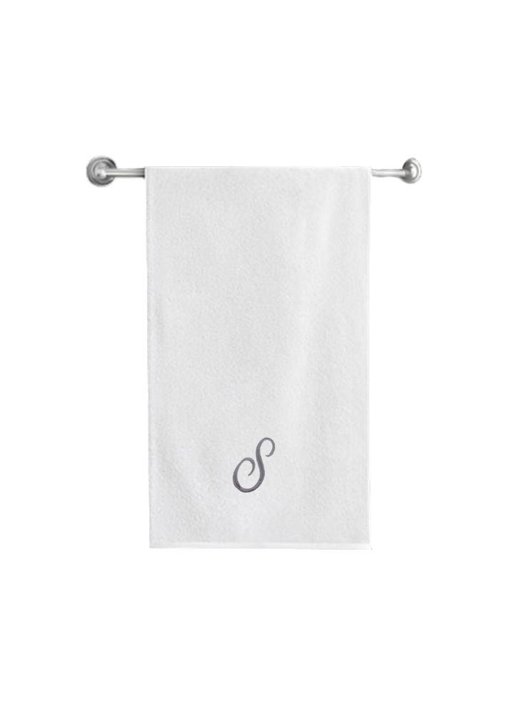 BYFT Embroidered For You (White) Luxury Monogrammed Bath Towel (70 x 140 Cm -Set of 1) 100% Cotton, Highly Absorbent and Quick dry Bath Linen -600 Gsm (Silver Letter S) - Image 2