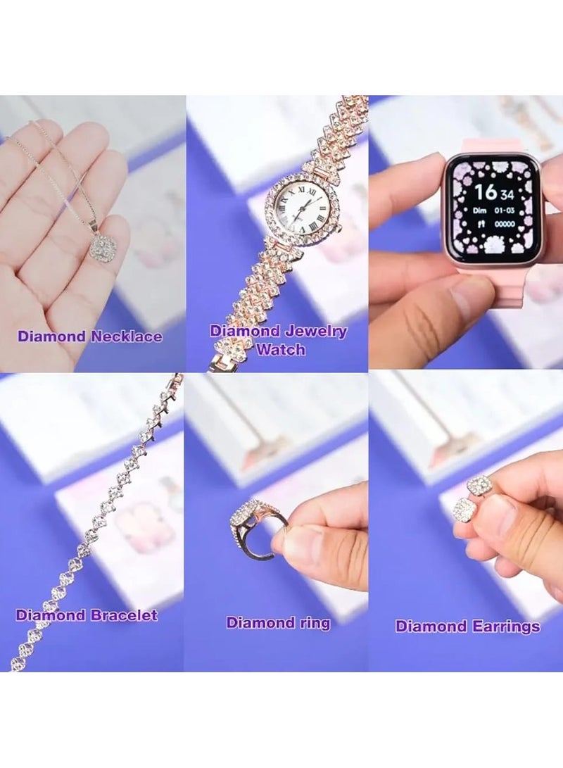 موديو ساعة Modio U93 Mini الذكية مقاس 40 مم - تتضمن 3 أحزمة سيليكون قابلة للتبديل + مجموعة مجوهرات 5 في 1 مستوحاة من الماس - Image 4