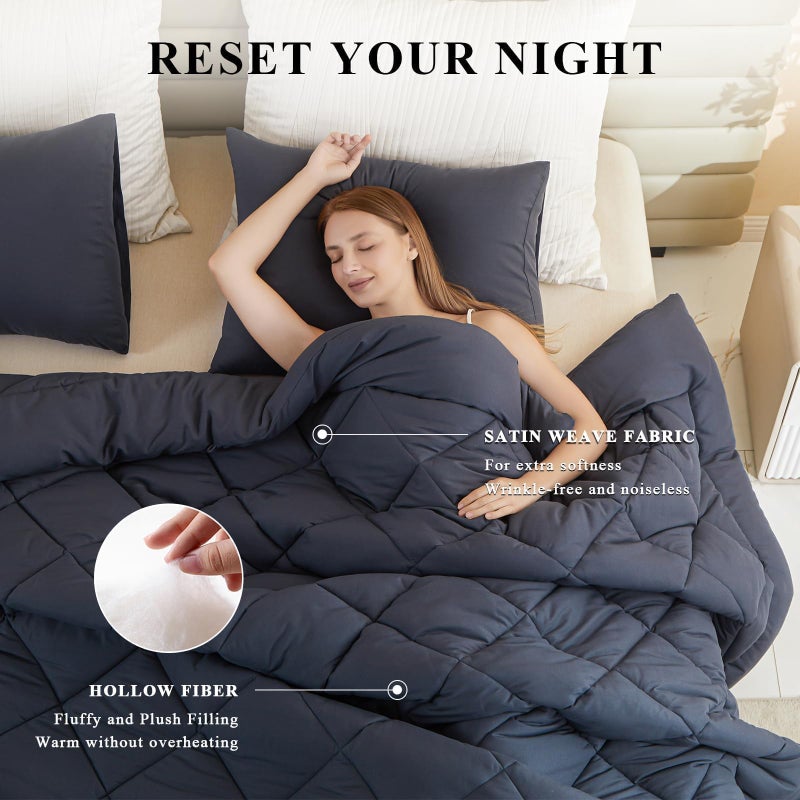 MIOTO 128x120 Oversized King Comforter, Extra Large King Size Comforter Oversized, All Season Soft Lightweight Quilt Down Alternative Duvet Insert with 8 Corner Tabs(128x120, Grey) - Image 2