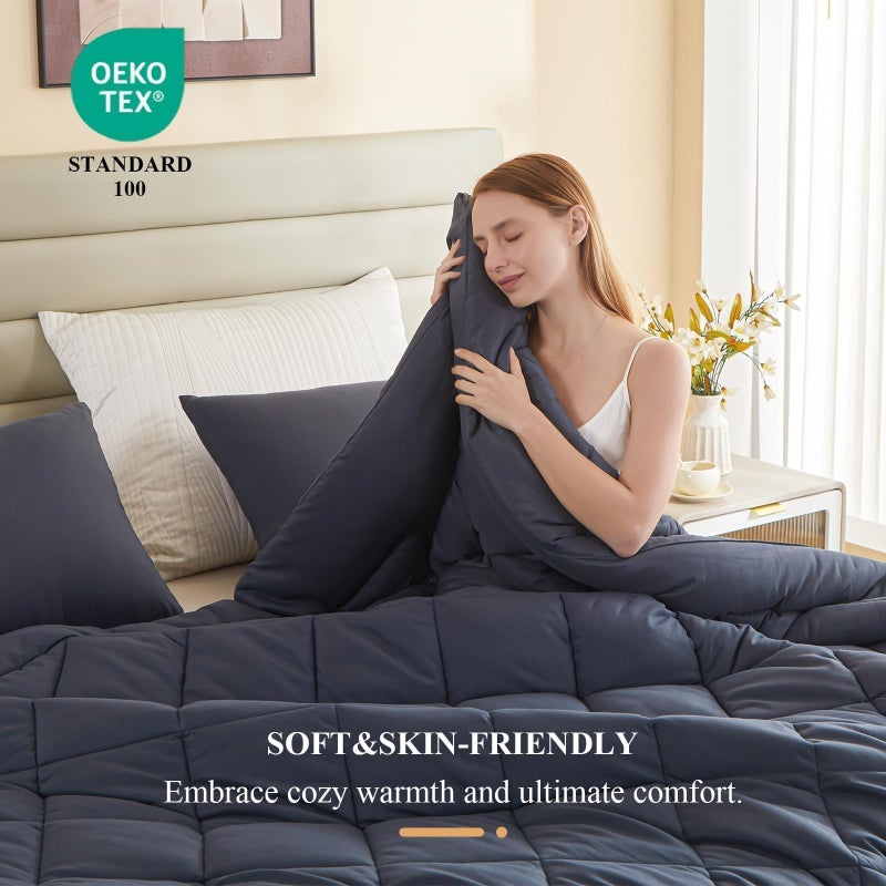 MIOTO 128x120 Oversized King Comforter, Extra Large King Size Comforter Oversized, All Season Soft Lightweight Quilt Down Alternative Duvet Insert with 8 Corner Tabs(128x120, Grey) - Image 5