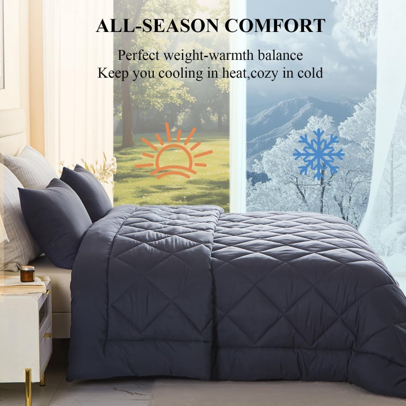 MIOTO 128x120 Oversized King Comforter, Extra Large King Size Comforter Oversized, All Season Soft Lightweight Quilt Down Alternative Duvet Insert with 8 Corner Tabs(128x120, Grey) - Image 3