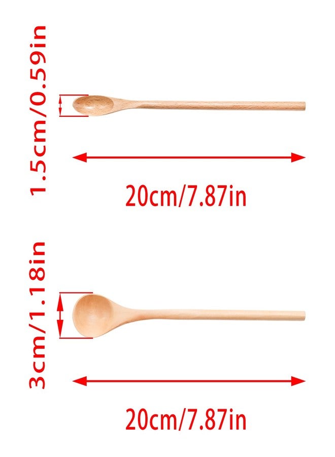 Pocoxll 4 Pcs Small Wooden Coffee Spoons, Long Handle Wooden Stirring Spoons for Kitchen（Wood） - Image 2