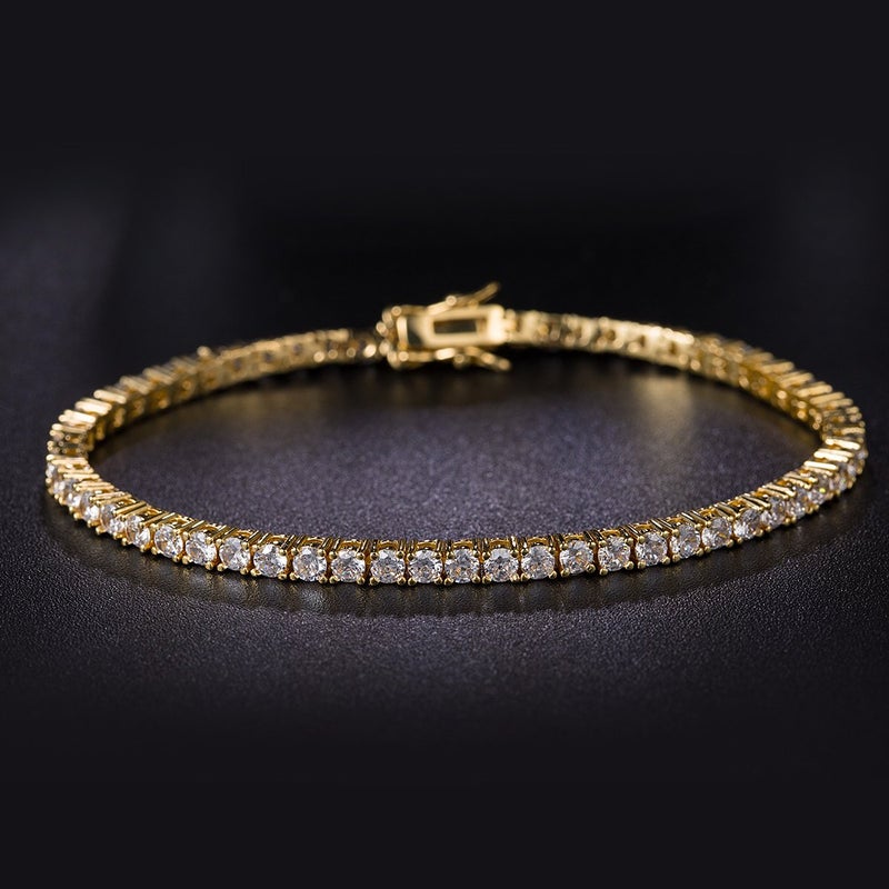 Gemsme 18K Gold Plated 3.0 Cubic Zirconia Classic Tennis Bracelet for Women and Men 7.5 Inch - Image 4