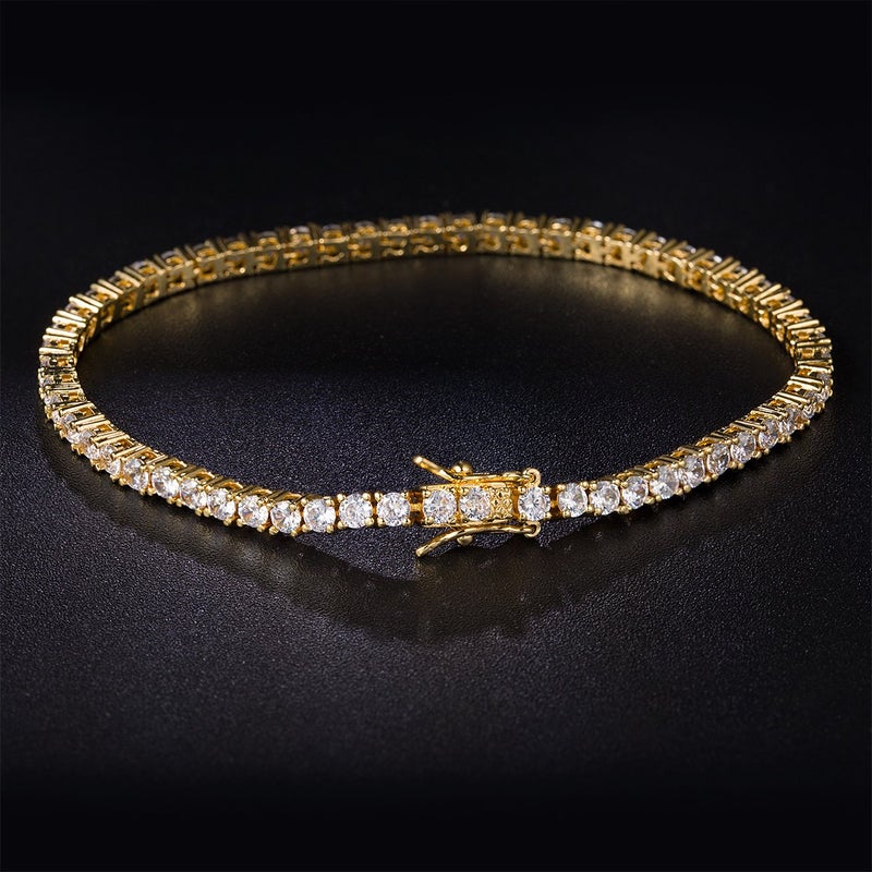 Gemsme 18K Gold Plated 3.0 Cubic Zirconia Classic Tennis Bracelet for Women and Men 7.5 Inch - Image 3