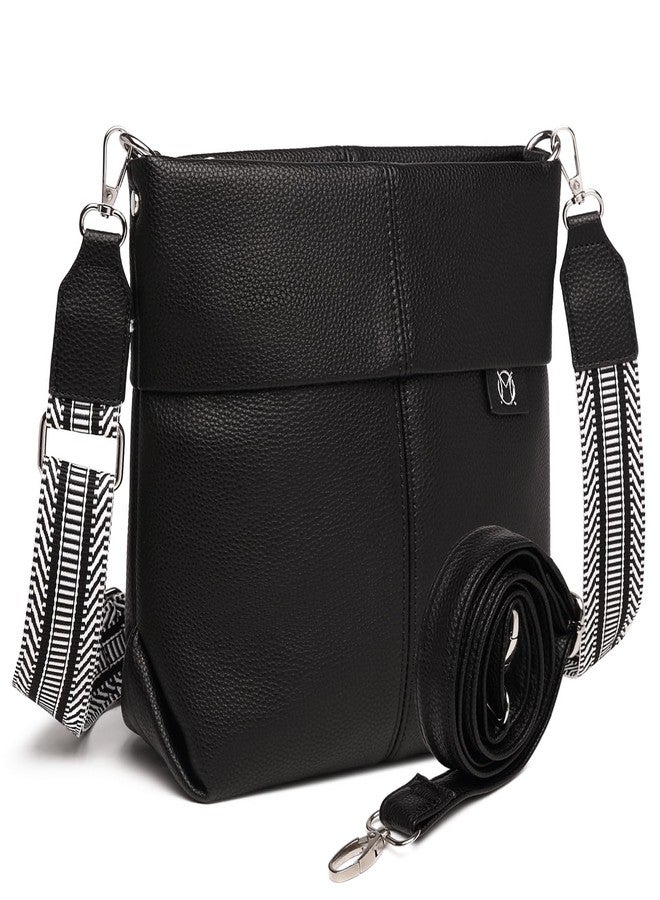 MYHOZEE Black Crossbody Bags for Women, Cross Body Purses with Two Straps Leather Shoulder Bag Women's Trendy Handbags - Image 1