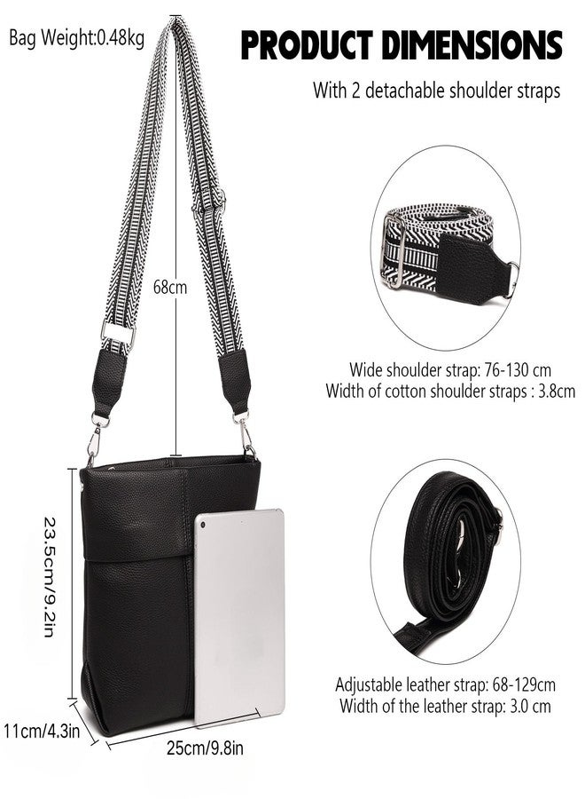 MYHOZEE Black Crossbody Bags for Women, Cross Body Purses with Two Straps Leather Shoulder Bag Women's Trendy Handbags - Image 2