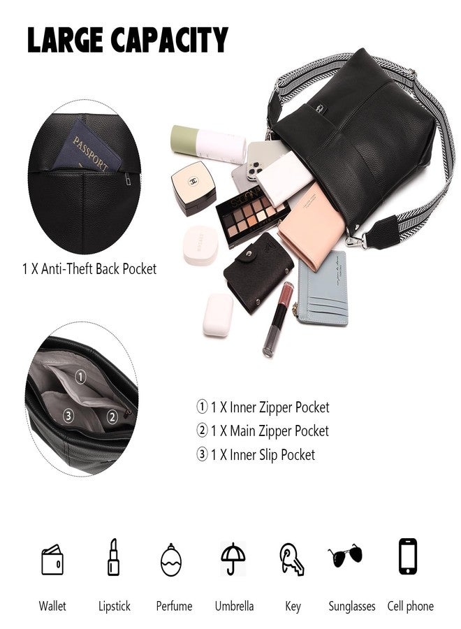 MYHOZEE Black Crossbody Bags for Women, Cross Body Purses with Two Straps Leather Shoulder Bag Women's Trendy Handbags - Image 3