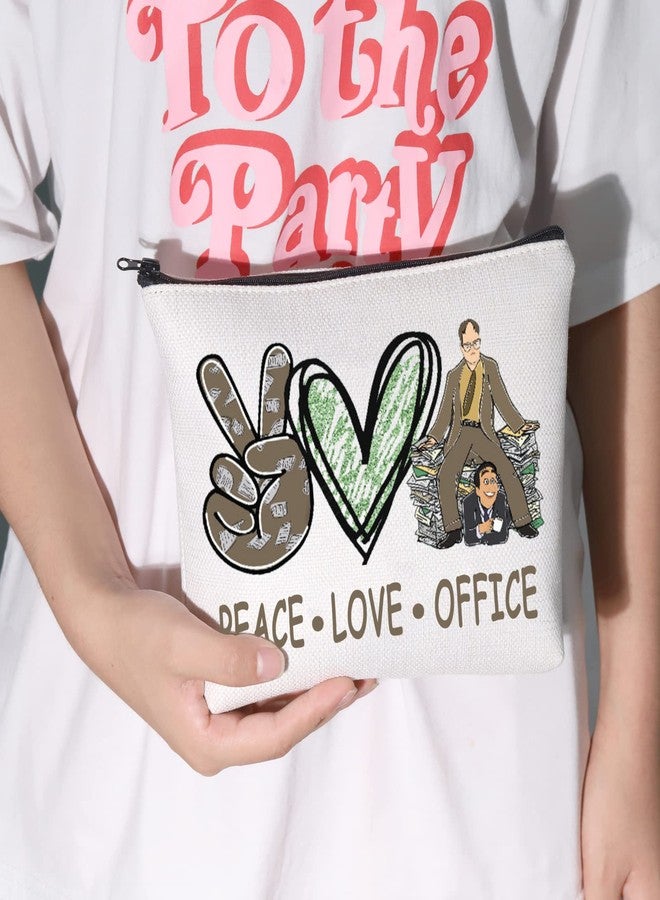 LEVLO Funny Dwight and Michael Cosmetic Bag TV Show Fans Gift Peace Love TV Show Makeup Zipper Pouch Bag TV Show Merchandisee(Peace Office) - Image 2