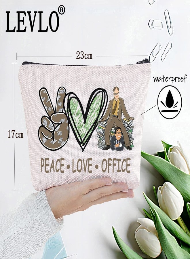 LEVLO Funny Dwight and Michael Cosmetic Bag TV Show Fans Gift Peace Love TV Show Makeup Zipper Pouch Bag TV Show Merchandisee(Peace Office) - Image 4
