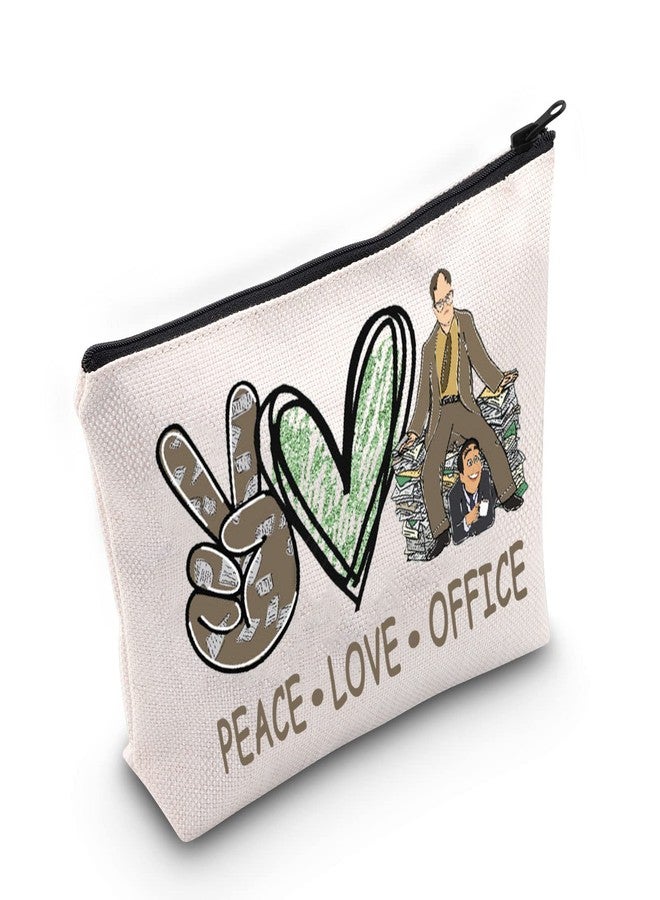 LEVLO Funny Dwight and Michael Cosmetic Bag TV Show Fans Gift Peace Love TV Show Makeup Zipper Pouch Bag TV Show Merchandisee(Peace Office) - Image 1
