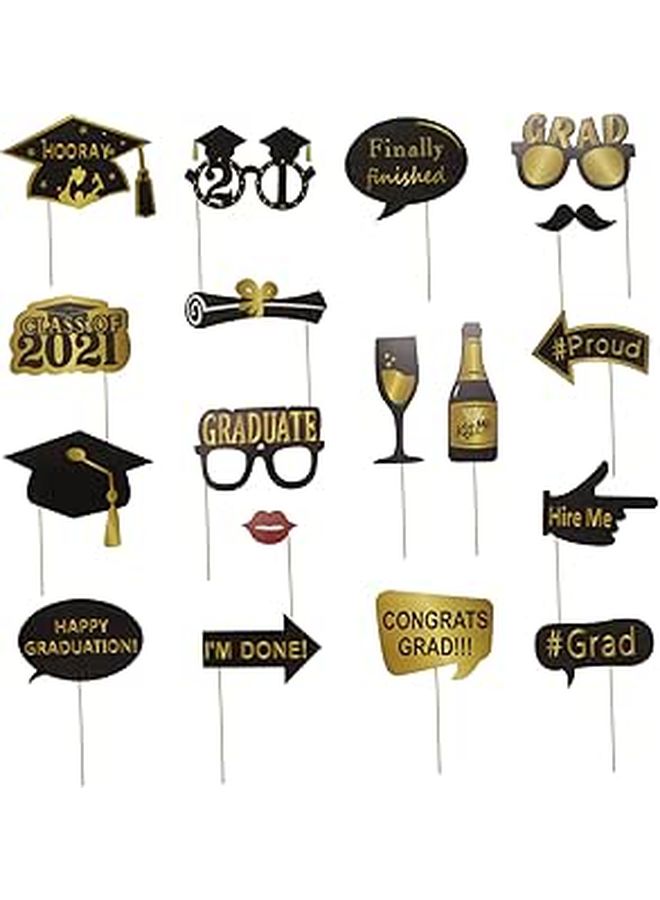 Graduation Photo Booth Props 18 Pcs Party Supplies for Memorable School Celebrations - Image 1