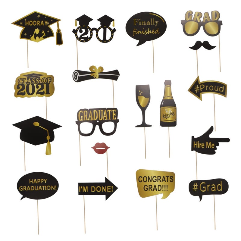 Graduation Photo Booth Props 18 Pcs Party Supplies for Memorable School Celebrations - Image 2