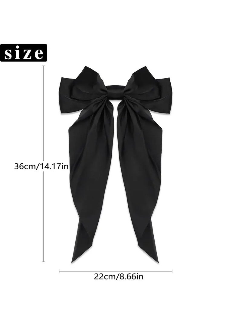 Elegant 4pcs Satin Bow Hair Clips Set - Large, Cute Butterfly Barrettes in Black, White, Pink, Burgundy for Women and Girls