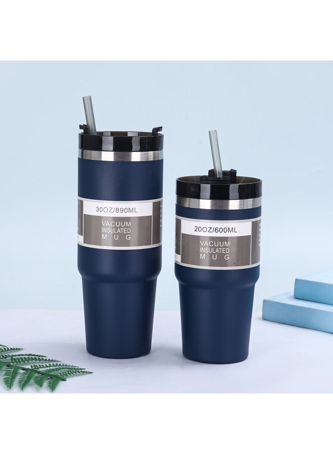 20/30oz Straw Car Cup 304 Stainless Steel Thermos Cup Home Office Large Capacity Ice Cup