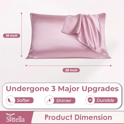 SITTELLA® 72x46 cm Set of 2 Satin Silk Pillow Covers | 600 TC Soft Pillowcase for Hair & Skin | Envelope Closure | Pink |1 Free Scrunchie Included - Image 2