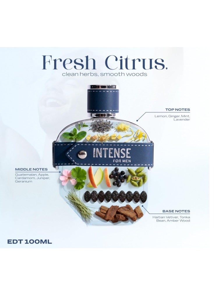 Sapil Intense for men Eau De Toilette 100ml, Affordable Luxury Perfume, Aromatic Spicy Fragrance with Lemon, Ginger, Lavender, Mint Top Notes, Bold Blend Perfumes for Men - Image 2