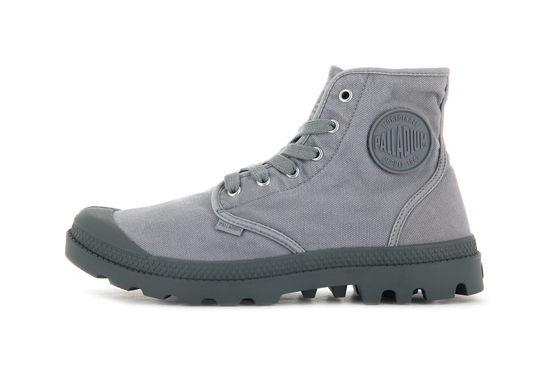 PALLADIUM حذاء بالاديوم للرجال بامبا هاي، حذاء ليفي نباتي، رمادي فانيلا، 7 م - Image 1