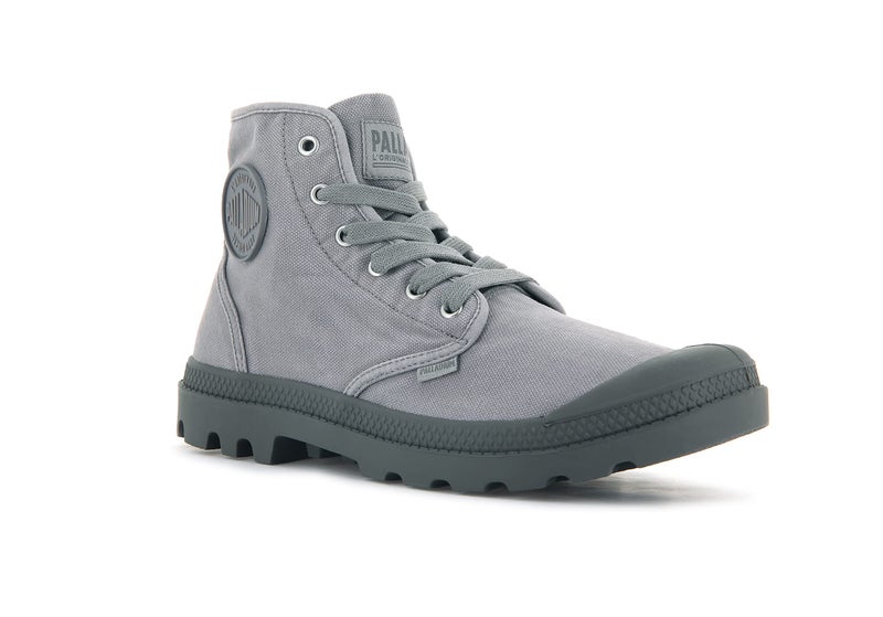 PALLADIUM حذاء بالاديوم للرجال بامبا هاي، حذاء ليفي نباتي، رمادي فانيلا، 7 م - Image 2