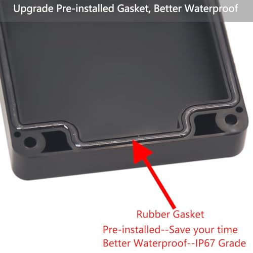 YETLEBOX Watertight Junction Box, IP67 Waterproof Project Box Durable ABS Plastic Electronic Enclosure Case for DIY Electrical Project Black 7.87" x 4.72" x 2.20"(200 x 120 x 56 mm) - Image 3