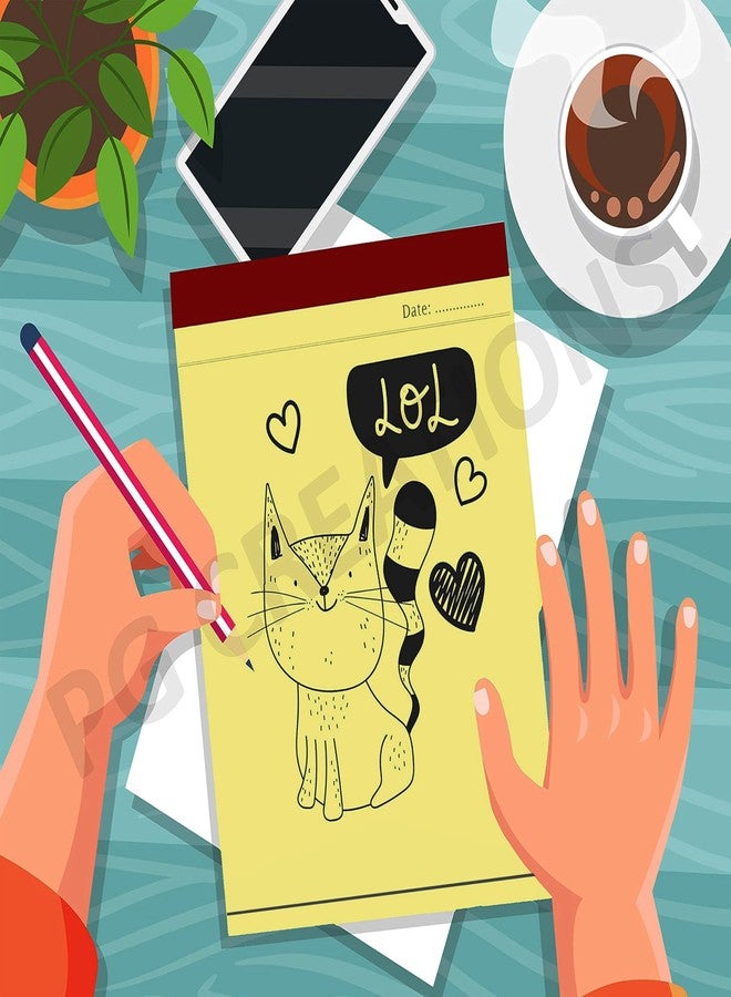 PG Creations مجموعة من 4 دفاتر ملاحظات من بي جي كرييشنز، مقاس A4، للكتابة والرسم، ورق مسطر وغير مسطر من جانب واحد بوزن 70 غرامًا للمتر المربع، مناسبة للمهام اليومية والعمل المكتبي والاستخدام الطلابي، 50 ورقة لكل دفتر، مقاس 8.5 × 11 بوصة، لون أصفر - Image 5