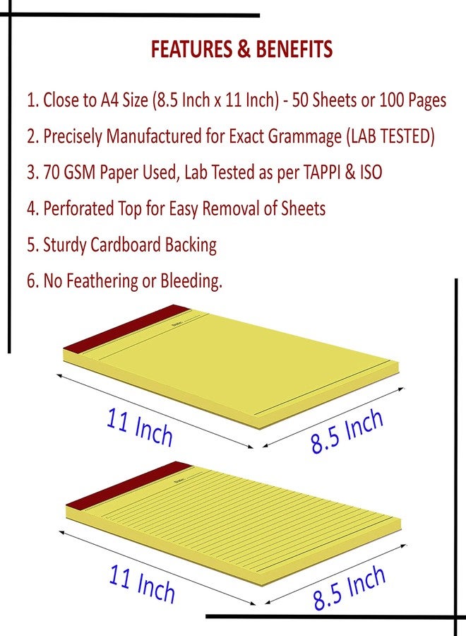 PG Creations مجموعة من 4 دفاتر ملاحظات من بي جي كرييشنز، مقاس A4، للكتابة والرسم، ورق مسطر وغير مسطر من جانب واحد بوزن 70 غرامًا للمتر المربع، مناسبة للمهام اليومية والعمل المكتبي والاستخدام الطلابي، 50 ورقة لكل دفتر، مقاس 8.5 × 11 بوصة، لون أصفر - Image 3