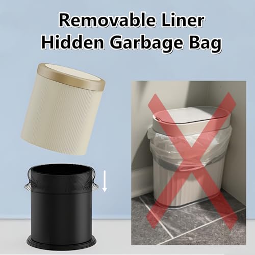 URALFA Automatic Motion Sensor Bathroom Trash Can with Lid, Touchless Trash Bin, Smart Dog Proof Garbage Can, Small Waste Basket for Toilet, Office, Bedroom, 2.8 Gallon, Cream White - Image 2