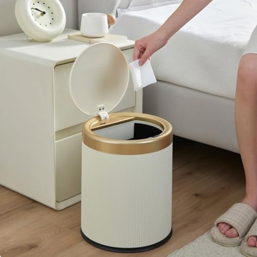 URALFA Automatic Motion Sensor Bathroom Trash Can with Lid, Touchless Trash Bin, Smart Dog Proof Garbage Can, Small Waste Basket for Toilet, Office, Bedroom, 2.8 Gallon, Cream White - Image 4