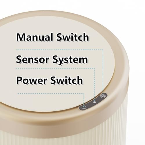 URALFA Automatic Motion Sensor Bathroom Trash Can with Lid, Touchless Trash Bin, Smart Dog Proof Garbage Can, Small Waste Basket for Toilet, Office, Bedroom, 2.8 Gallon, Cream White - Image 5