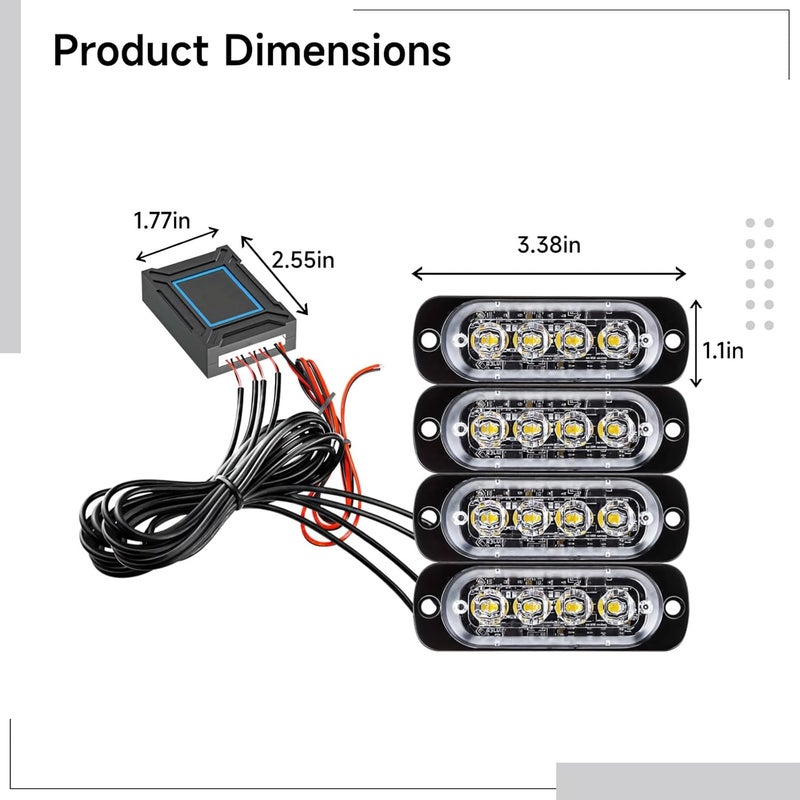 Truck Led Lights, Wireless Remote with Ultra-Thin Four Led Daytime Running Lights, Truck Emergency Lights, 18 Modes, Ip68 Waterproof - Image 2