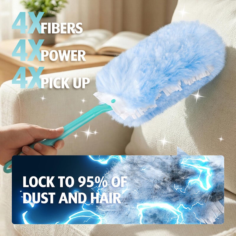 AIR U+ Duster Refill for Swiffer Duster, 30 Count Heavy Duty 2 Side 360Â° Duster Refills with 1 Handle, 4X Microfibers, Disposable Multi Surface Dusters for Cleaning - Image 4