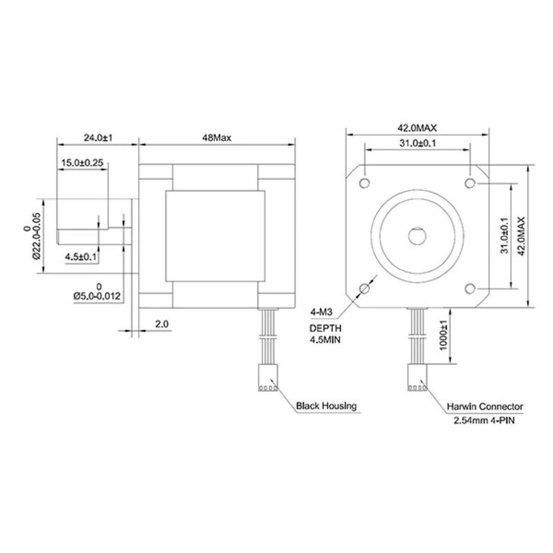 2A مجموعة محرك متدرج مع كابل سلك الجسم للطابعة ثلاثية الأبعاد وآلة CNC - Image 4