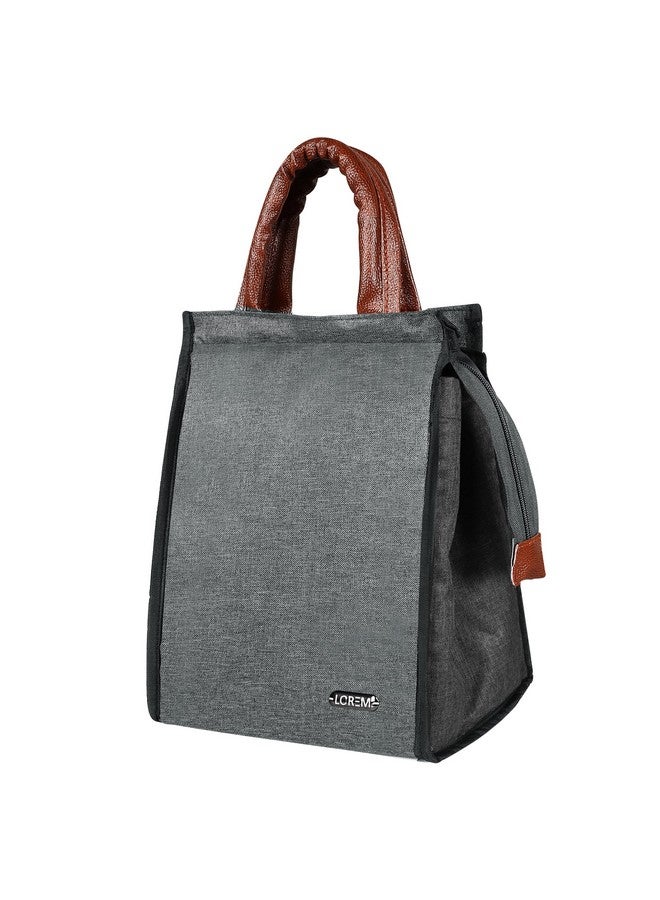 LOREM Grey Linen Textured Insulated Tiffin Bag/Lunch Bag for Men & Women-FZ-TB08 - Image 1