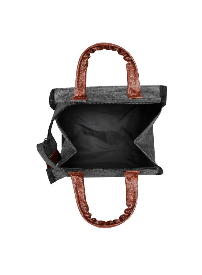 LOREM Grey Linen Textured Insulated Tiffin Bag/Lunch Bag for Men & Women-FZ-TB08 - Image 5