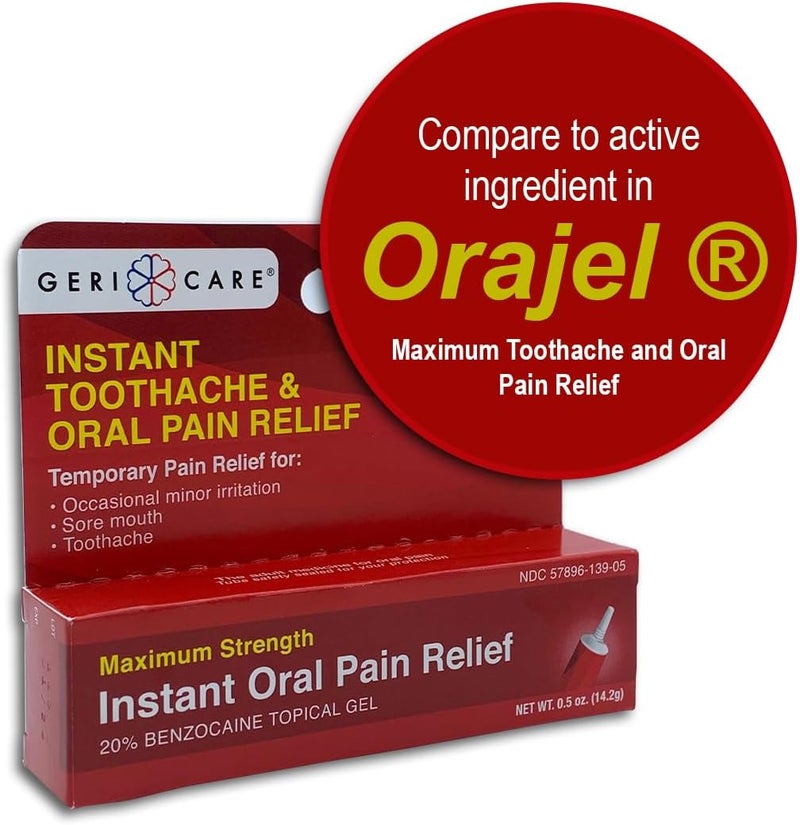 GeriCare GeriCare Benzocaine 20% Instant Toothache & Oral Pain Relief Gel 0.5 oz. (14.2g) (Pack of 1)
