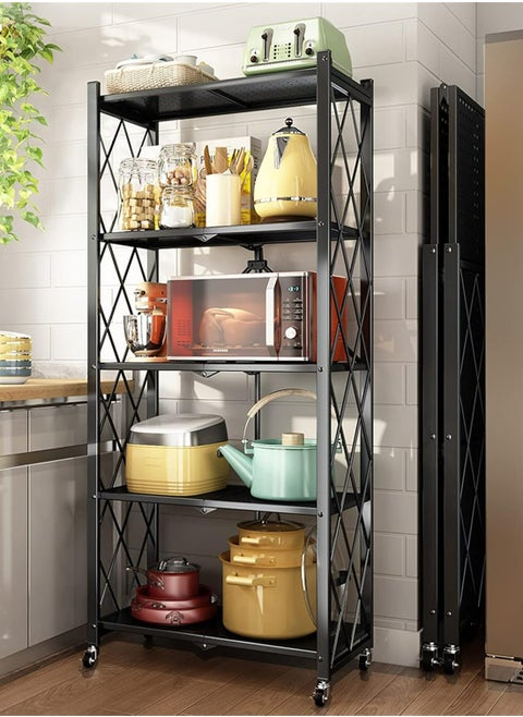 5-Tire Scratch-Resistant Storage Rack Black  34x71x160 cm