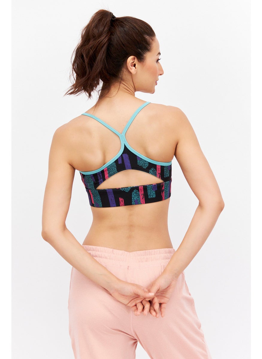 Reebok Women Allover Print Padded Sports Bra, Turquoise Combo  - Image 3