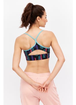 Reebok Women Allover Print Padded Sports Bra, Turquoise Combo  - Image 2