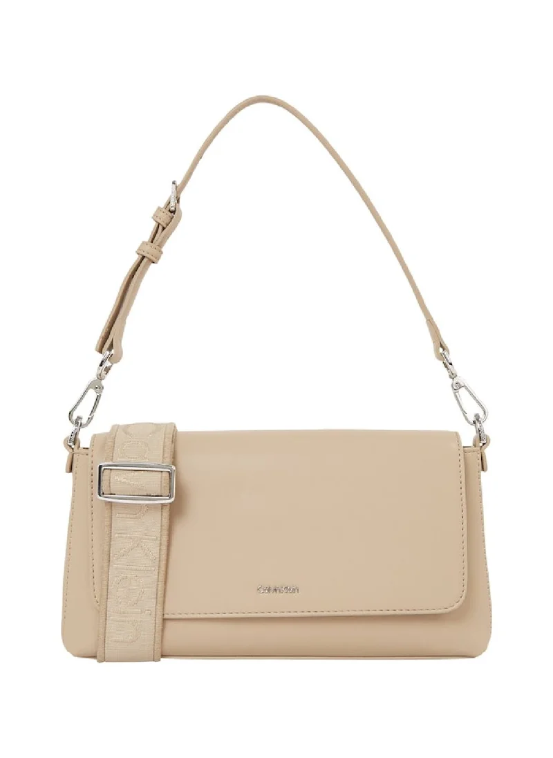 CALVIN KLEIN Women's Convertible Shoulder Bag - Faux Leather, Beige