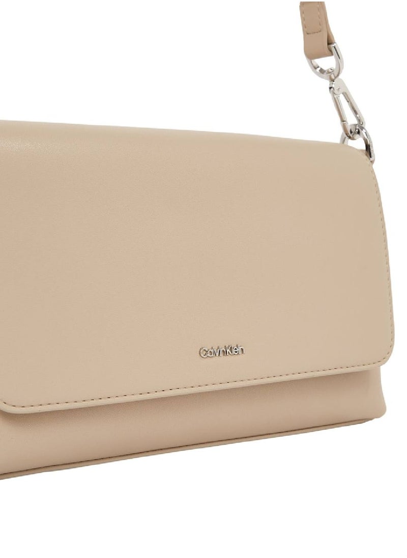 CALVIN KLEIN - Women's Convertible Shoulder Bag - Faux Leather, Beige - Image 1
